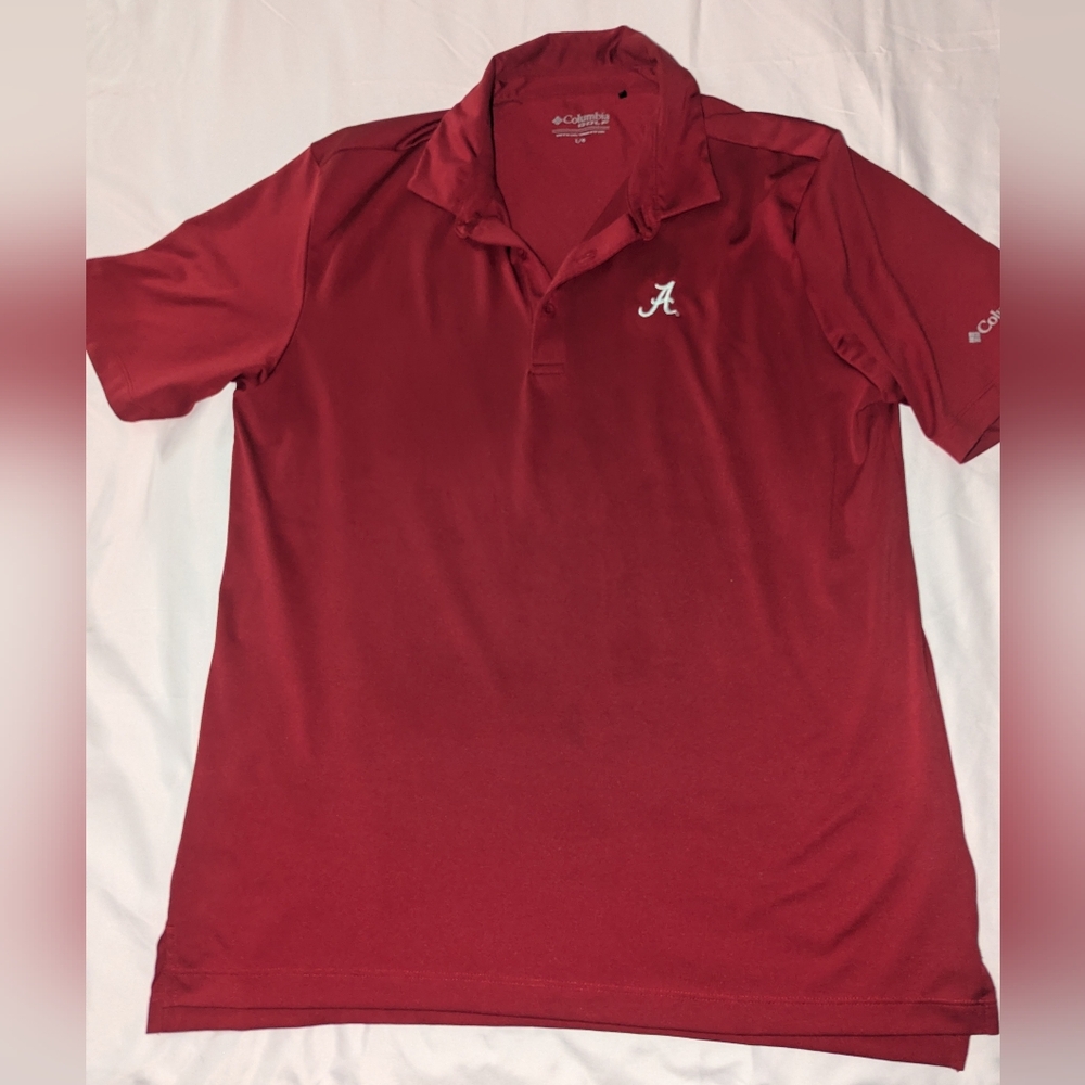 Columbia Golf Men's Large‎ University Of Alabama Maroon Short Sleeve Polo Shirt